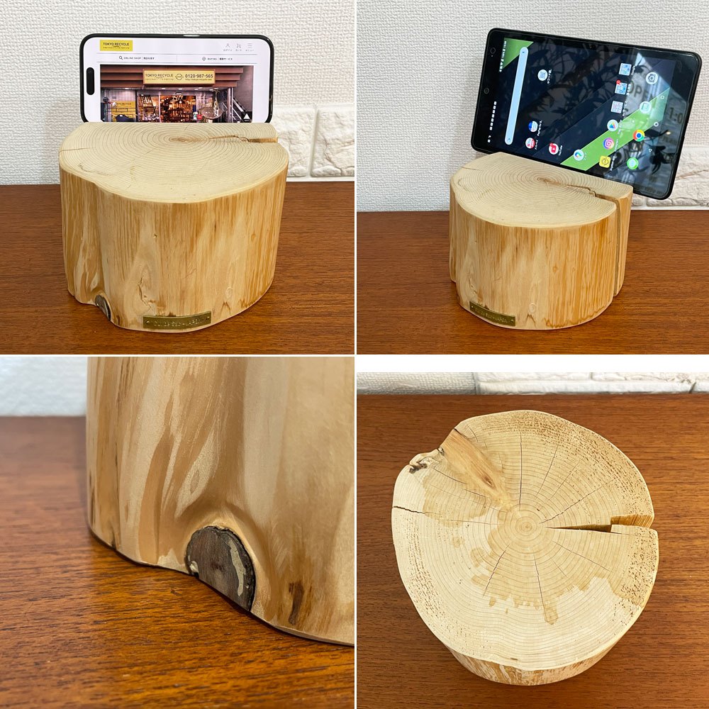 カルデサック cul de sac - japon タブレットスタンド iPad iPhone スマートフォン アンドロイド android 青森ヒバ材 丸太 W15.5cm ◎