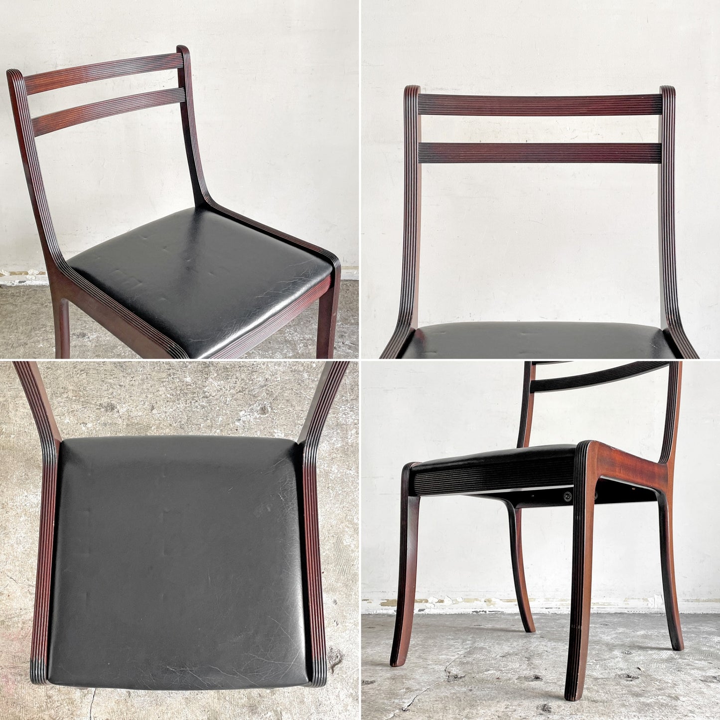 P.Jeppesen レッドブルーチェア Red blue chair ダイニングチェア マホガニー材 ビニールレザー 合成皮革 オーレヴァンシャー Ole Wanscher 北欧ビンテージ ■
