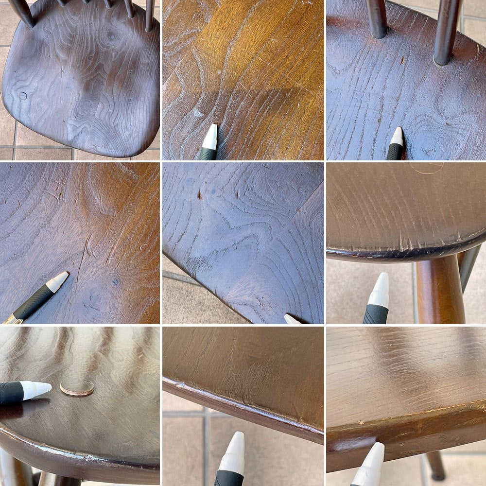 アーコール Ercol ゴールドスミス ダイニングチェア コロニアル ハイバック エルム材 ダークブラウン ブルーラベル UKビンテージ 英国 ◇