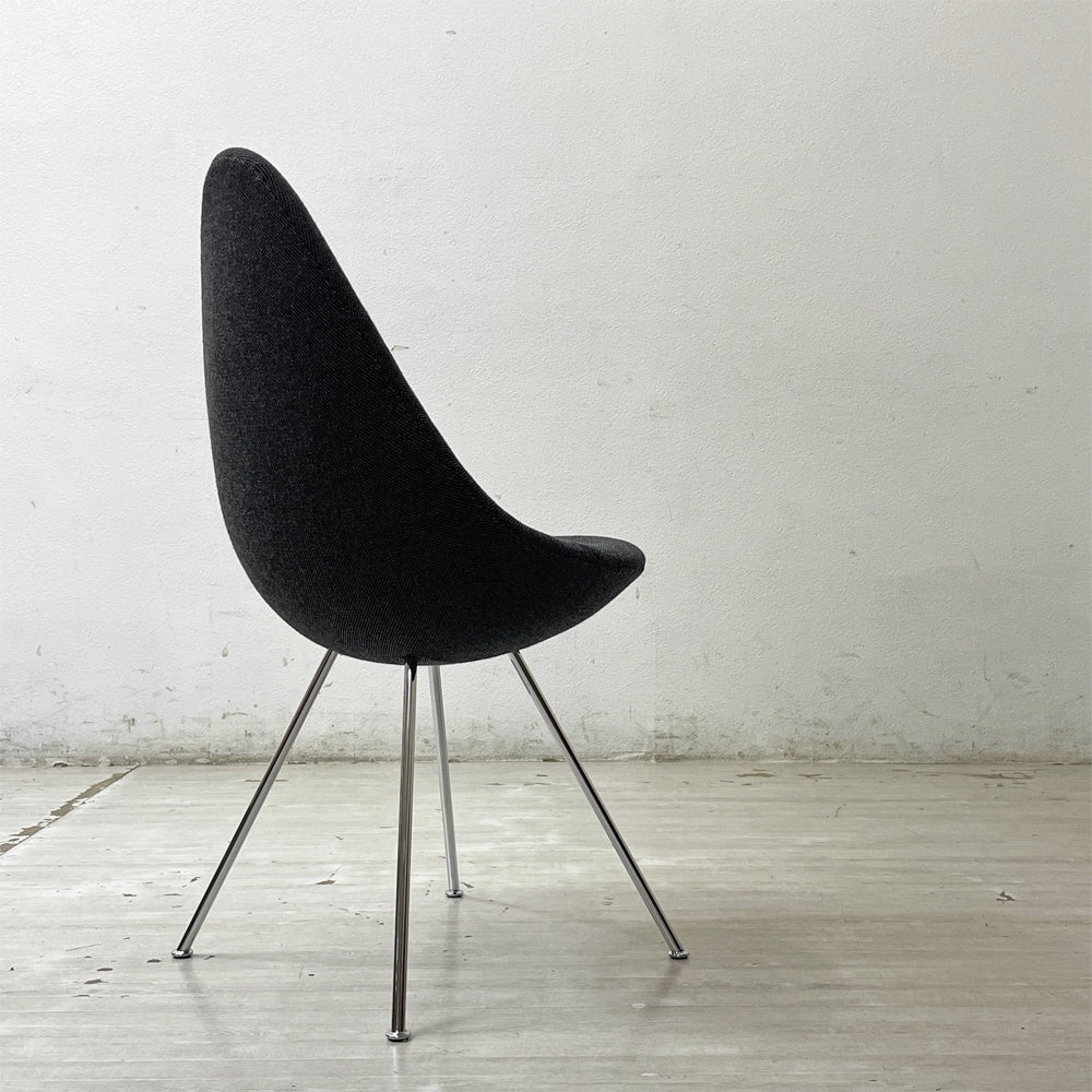 フリッツハンセン Fritz Hansen ドロップチェア DROP 3110 フルパディング ダークグレーファブリック アルネ・ヤコブセン 北欧 デンマーク ●