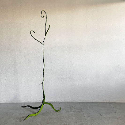 クラフトアート アイアン製 オブジェ コートスタンド グリーンペイント H242cm 店舗什器 〓