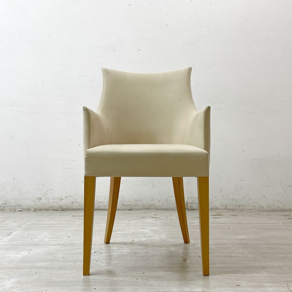イデー IDEE アミアームチェア AMI ARM CHAIR ダイニングチェア 1pソファ ラムース生地 アイボリー ●