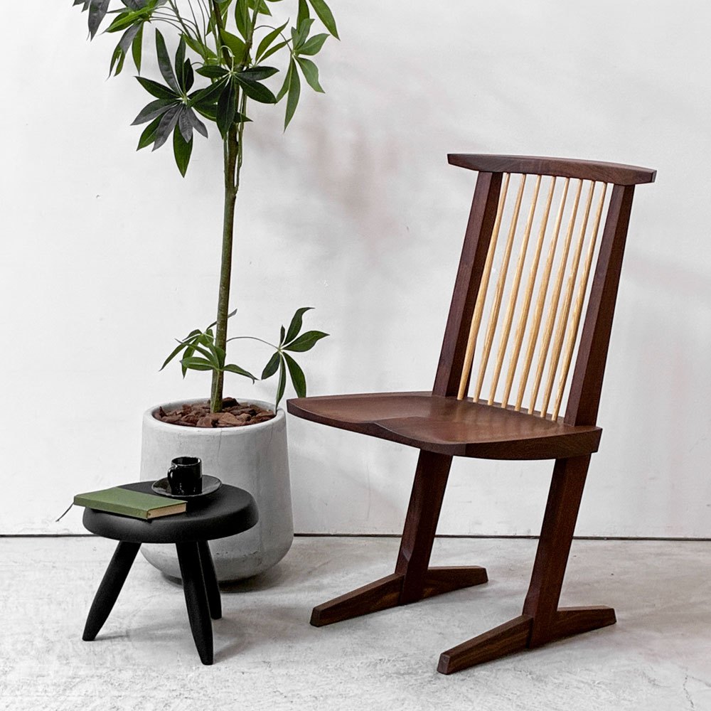 桜製作所 CN101 コノイドチェア CONOID CHAIR ダイニングチェア ウォールナット無垢材 × タモ材 ジョージ・ナカシマ George Nakashima 焼印有 ●