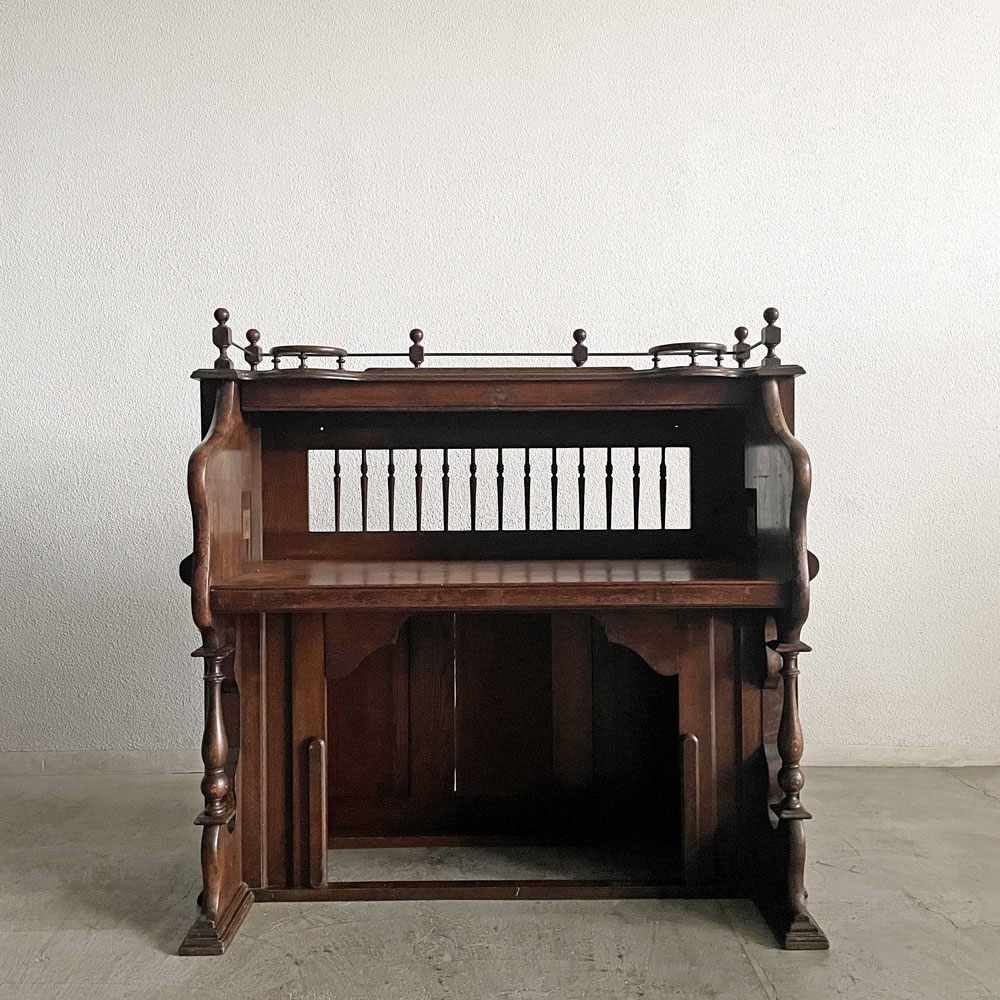 ジャパンビンテージ Japan Vintage 足踏みオルガン リメイクデスク 机 W126cm オーク材 十字屋楽器店 〓