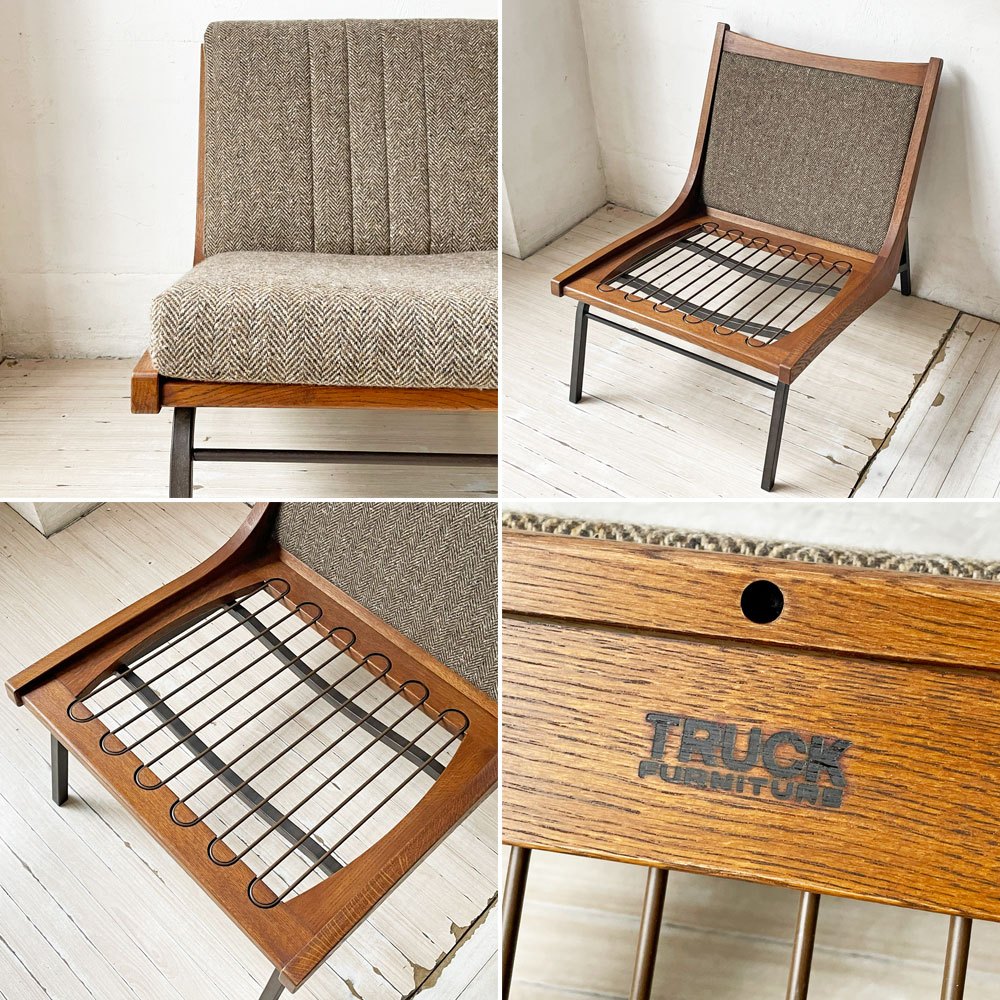 トラックファニチャー TRUCK FURNITURE ブーメランチェア BOOMERANG ナラ無垢材×スチール 1人掛けソファ 参考定価約14万円 ★