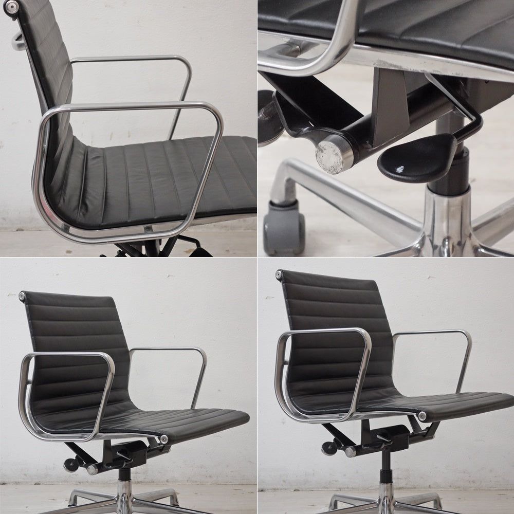 ハーマンミラー Herman Miller イームズアルミナムグループチェア マネージメントチェア アルミバフベース ガス圧昇降仕様 5本脚 キャスタータイプ 本革 イームズ C ●