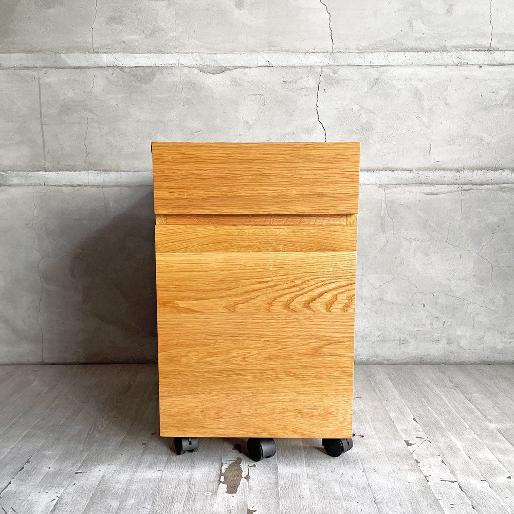 無印良品 MUJI 木製デスクキャビネット オーク材 デスクワゴン ナチュラル キャスター付き 定価￥25,000- ♪