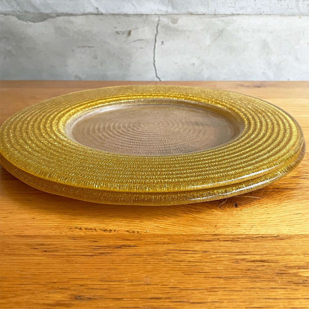 イヴヴ IVV ヘリックス HELIX プレート メインプレート 大皿 34.5cm 5枚セット イタリア チャージャープレート ガラス ハンドメイド レッド イエロー シルバー ♪