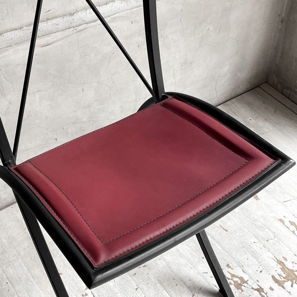 カッテラン Cattelan Italia ベラ BELLA フォールディングチェア スチール×レザー レッド ポストモダンデザイン ♪