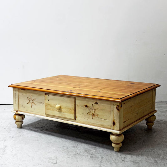 イーセンアーレン ETHAN ALLEN ファームハウス パイン コーヒーテーブル Farmhouse Pine 2ドロワー パイン材 90's ビンテージ vintage カントリースタイル ●