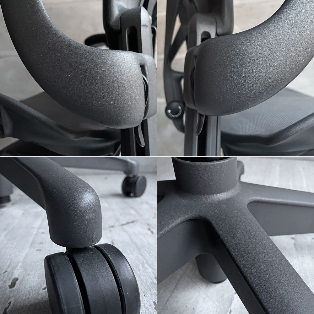 ハーマンミラー Herman Miller アーロンチェア リマスタード フル装備 Cサイズ デスクチェア オフィスチェア グラファイトベース ポスチャーフィットSL ヘッドレスト付き ♪
