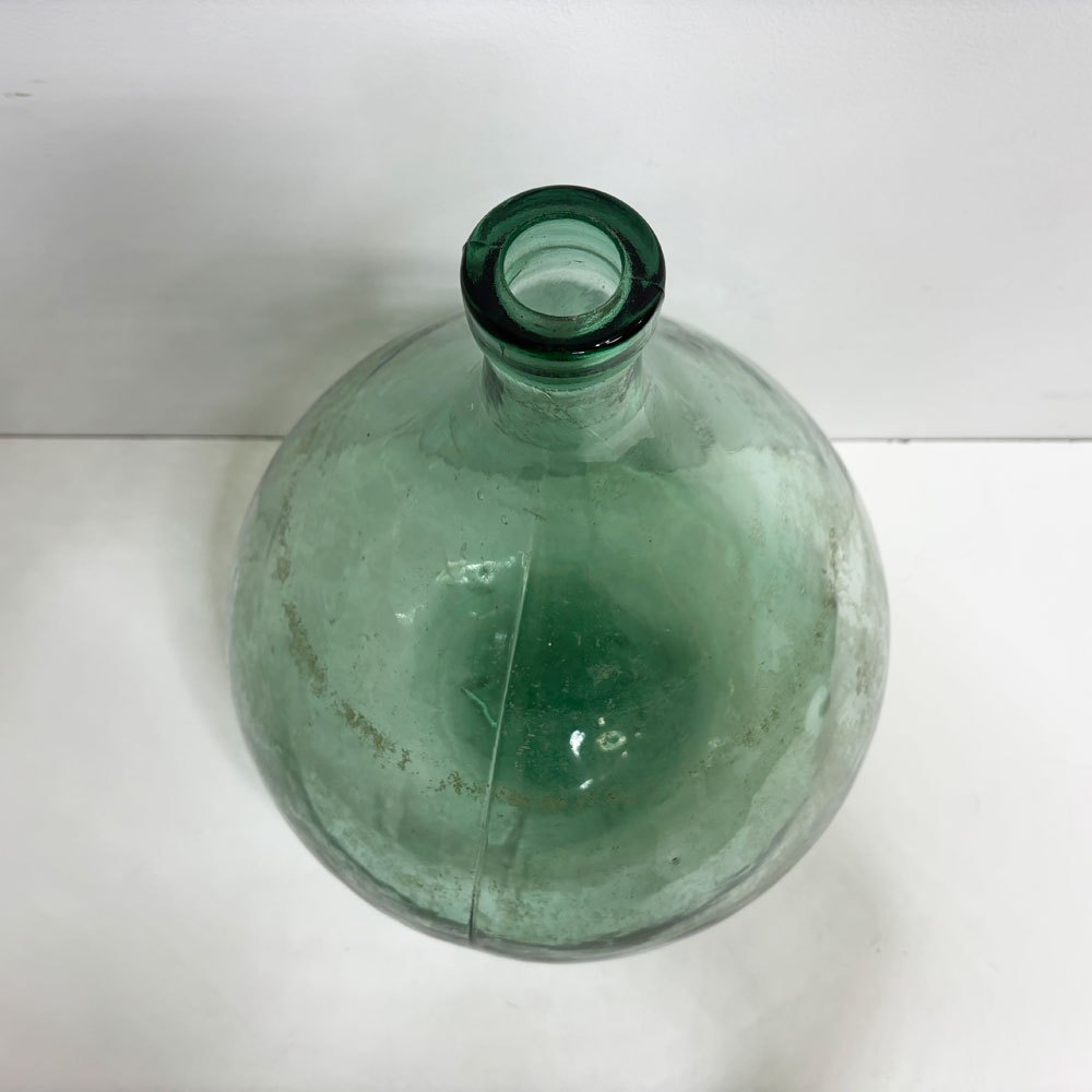 フランスビンテージ France Vintage ガラス デミジョンボトル フラワーベース 花瓶 アンティーク 高さ52cm グリーン ●