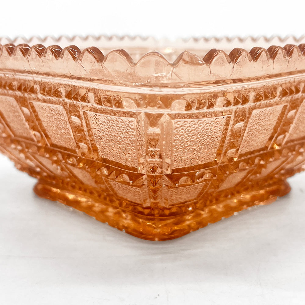インペリアルグラス Imperial Glass ビーデッドブロック Beaded Block ボウル ピンク USビンテージ ●