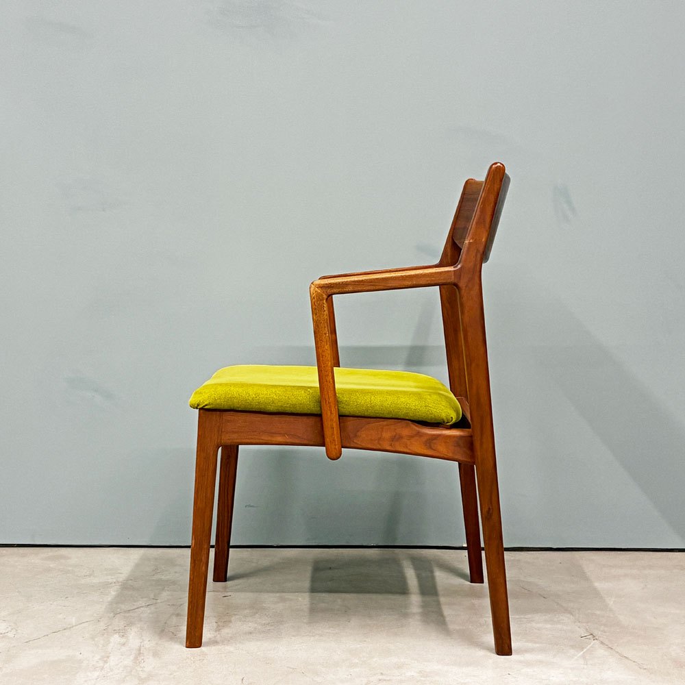 木蔵 BOKURA ピーチェア P chair ハーフアーム ダイニングチェア ウォールナット ファブリックシート イエローグリーン 北欧モダン 定価￥43,890- A ◎