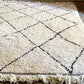 ベニワレン Beni Ouarain  ラグ 絨毯 ホワイト×ブラック 羊毛 ウール 手織り ハンドメイド モロッコ 215cm×155cm ■