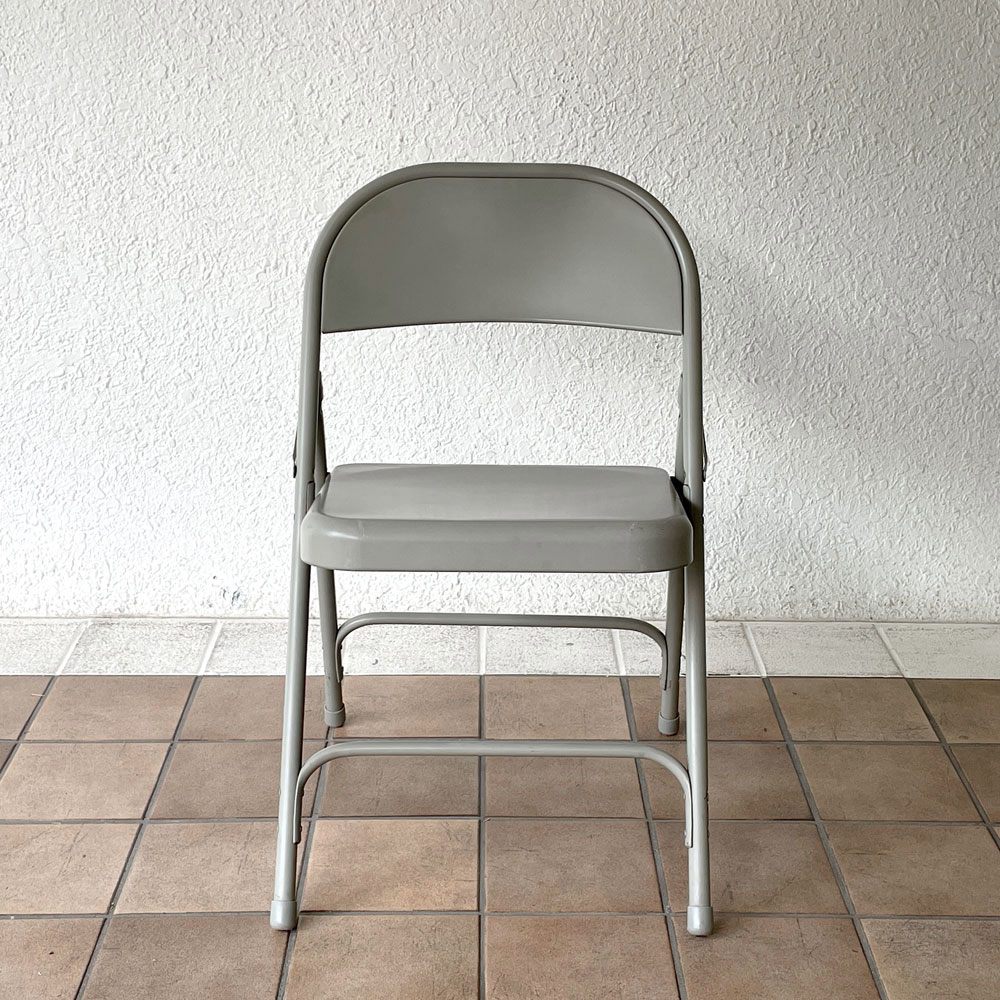 チューブラースチール フォールディングチェア TUBULAR STEEL FOLDING CHAIR 折りたたみ椅子 グレー アメリカ インダストリアル PFS取扱 A ◇