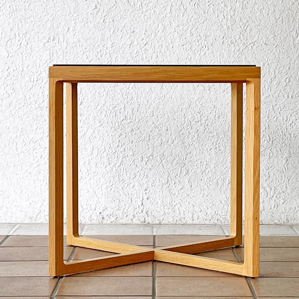 ノルスタジオ Knoll Studio マーク・クルージン コレクション サイドテーブル ロー Marc Krusin Collection Side Table Low ガラス オーク無垢材 W45cm スクエア 廃番モデル ◇