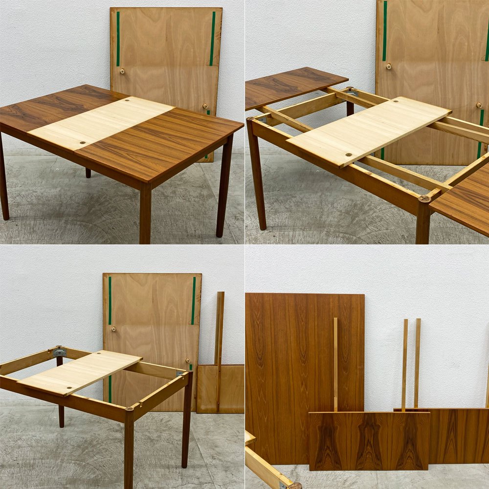 北欧ビンテージ チーク材 ドローリーフ ダイニングテーブル エクステンション 伸長式 W123～209cm デンマーク Danish Vintage ◎