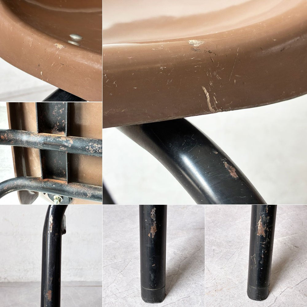 コトブキ KOTOBUKI スタッキングチェア FRP製 シェルチェア スチール脚 ブラウン 剣持勇デザイン ビンテージ ジャパニーズミッドセンチュリー C ★