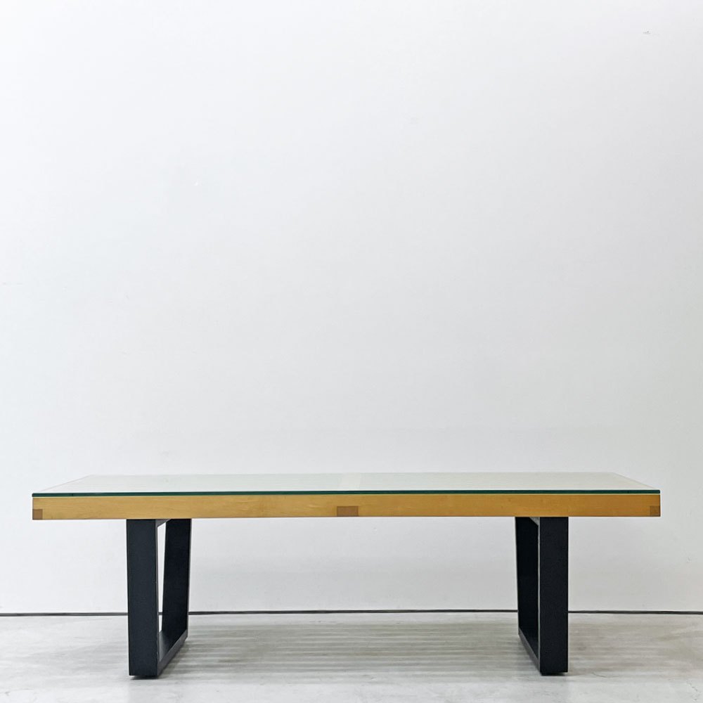 ハーマンミラー Herman Miller プラットフォームベンチ Platform Bench ネルソンベンチ コーヒーテーブル ローテーブル ガラス天板 メープル ウッドベース W122cm ジョージネルソン George Nelson ミッドセンチュリー ●