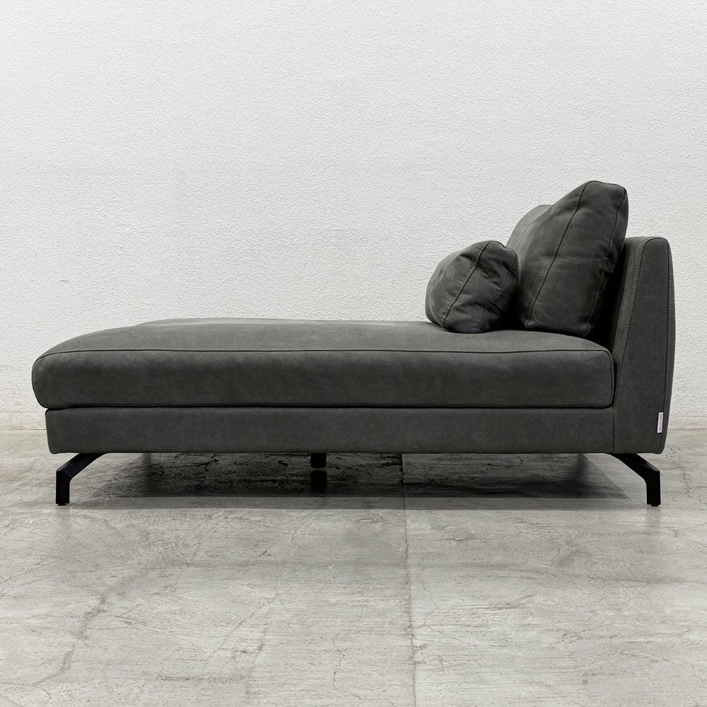 リラックスフォーム RELAXFORM グラシエーロ GLACIERO シェーズロング W100cm プライムレザーテックス モードグレー 関家具 定価￥90,000- 〓