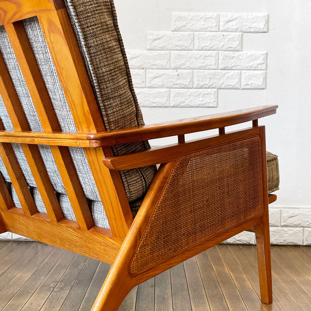 アクメファニチャー ACME Furniture ウィッカー WICKER ラウンジチェア 1Pソファ ハックベリー ラタン グレー USビンテージスタイル 定価83,600円 ◎