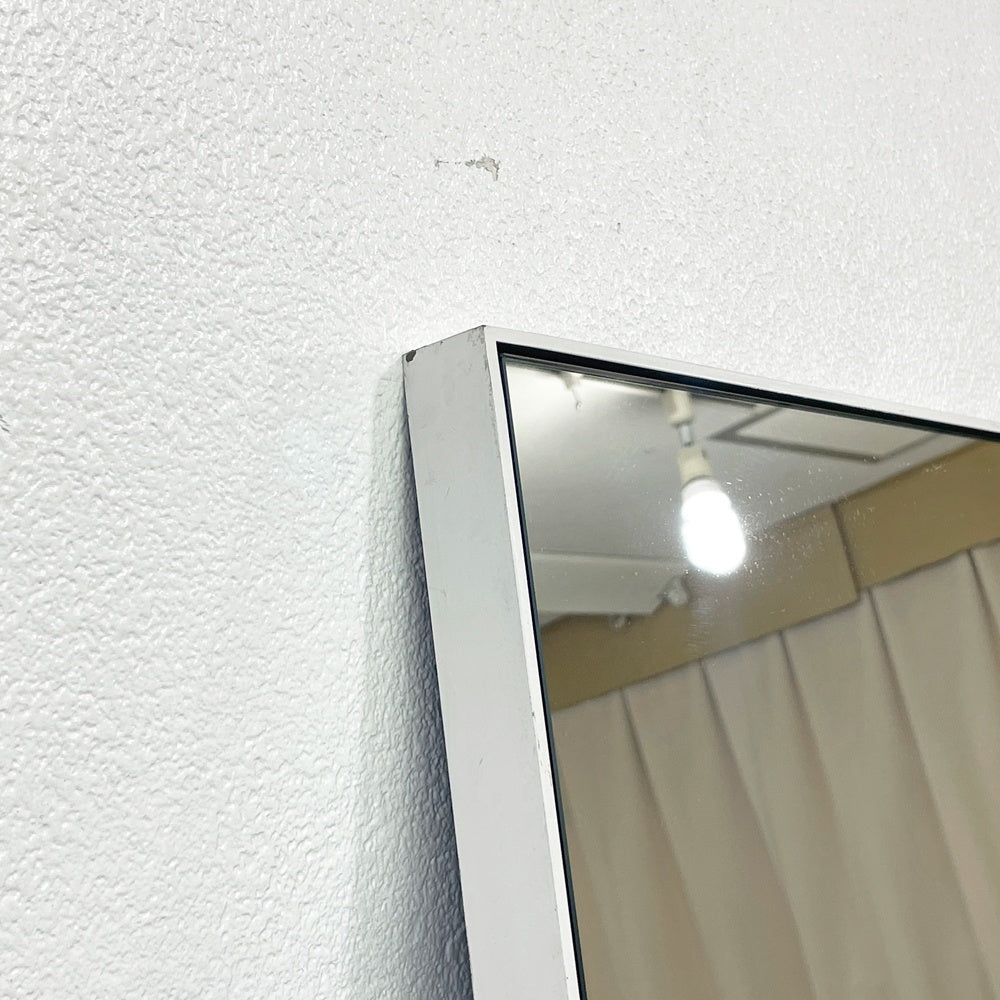 モダンデザイン Modern design ホワイトペイント スチールフレーム スタンドミラー 姿見 鏡 H200cm 大型 立掛け式 店舗什器 ●