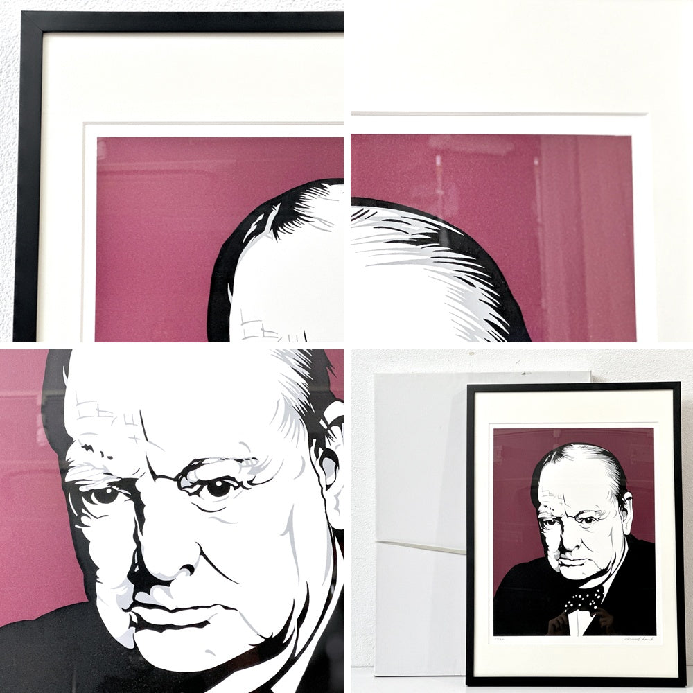 コンラッドリーチ CONRAD LEACH シルクスクリーン ウィンストン・チャーチル Winston Churchill アートフレーム 大型 ポスター 額装品 現代アート ポップアート イギリス ●