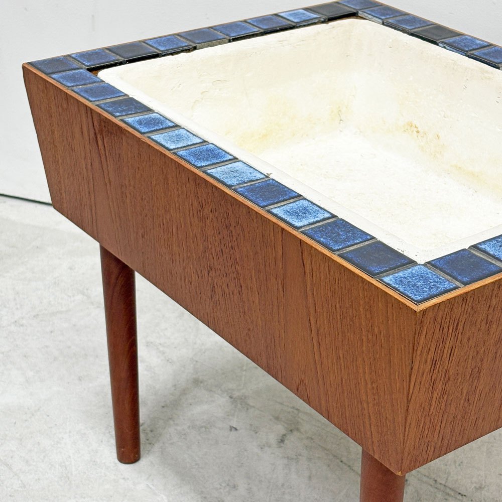 デンマーク ビンテージ Danish Vintage チーク材 プランタースタンド フラワースタンド タイルトップ ポリスチレンボックス 北欧家具 ●