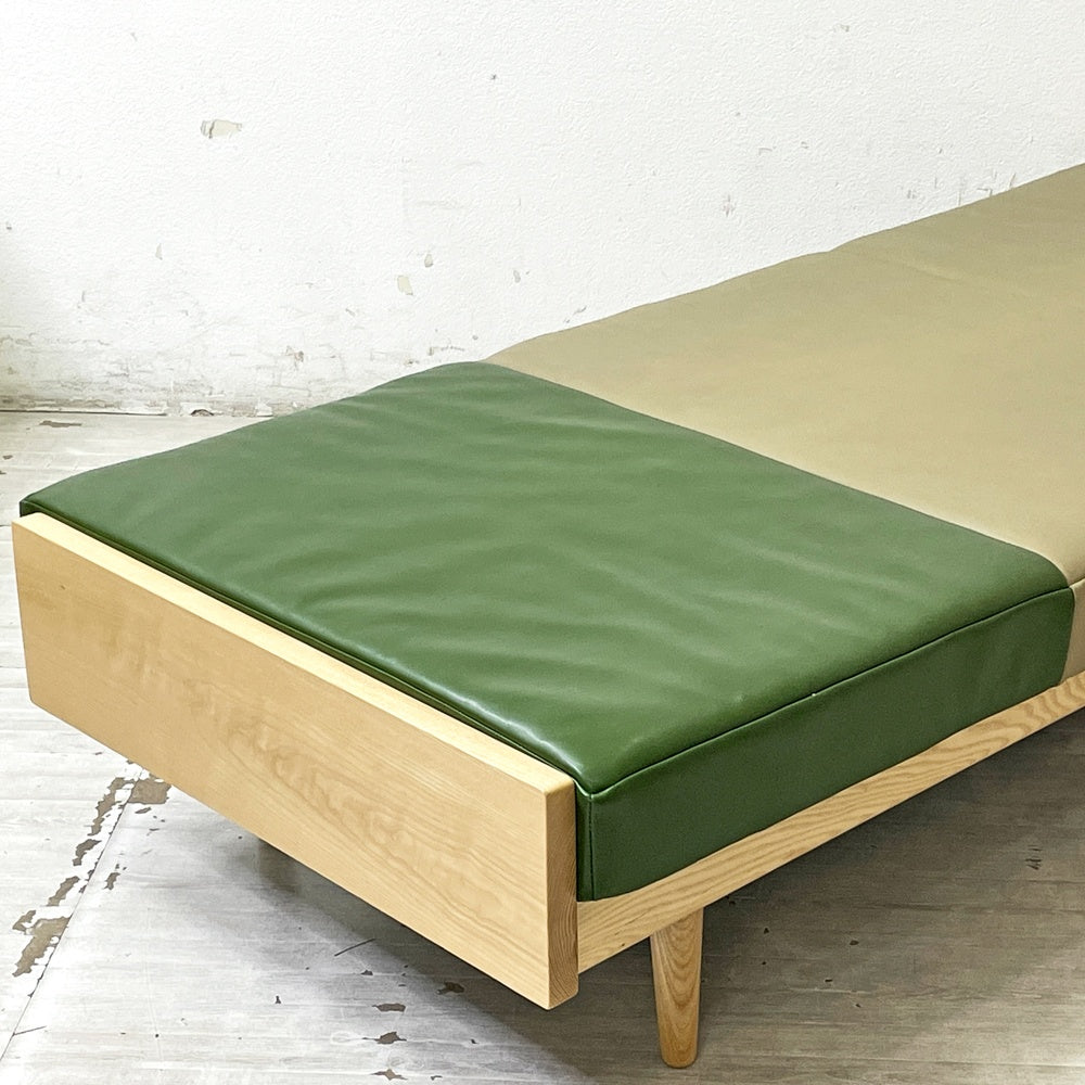 グラフ graf × 相合家具 SOGO デイベッドベンチ Day bed bench ホワイトアッシュ材 レザー w171cm ●