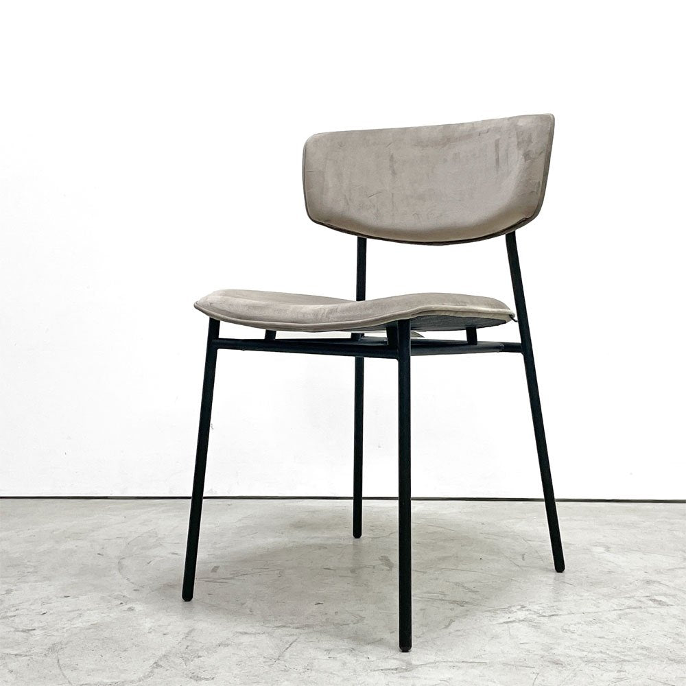 カリガリス Calligaris フィフティーズ FIFTIES ダイニングチェア サンドカラー×マットブラック ファブリック ベルベット スチール脚 モダンデザイン イタリア B ●