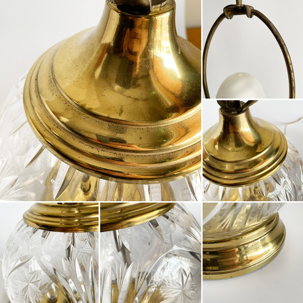 ヨーロピアンクラシカルデザイン European Classical Design テーブルランプ ガラスベース カットガラス ゴールド ファブリックシェード ■