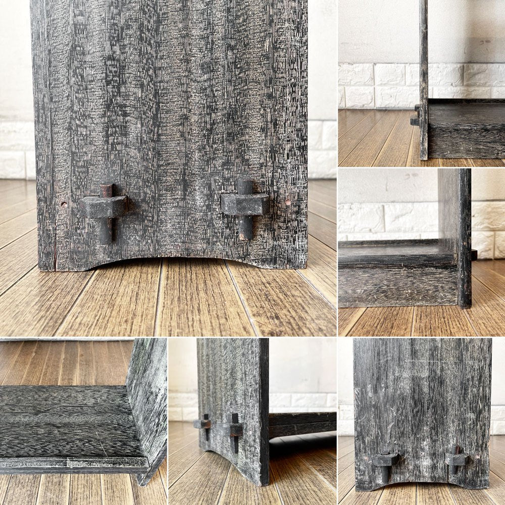 ジャパンビンテージ Japan Vintage 古い木味の本棚 5段 ブックシェルフ オープンシェルフ 飾り棚 楔留め W67cm 昭和レトロ 古家具 B ◎