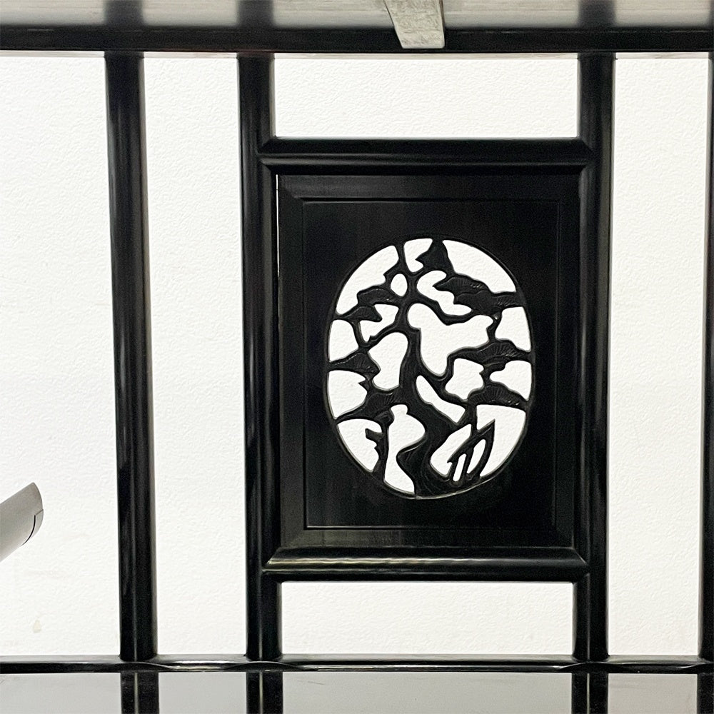 唐木家具 茶棚 違い棚 飾り棚 オープンシェルフ 透かし彫り W172cm 伝統工芸 銘木家具 ●