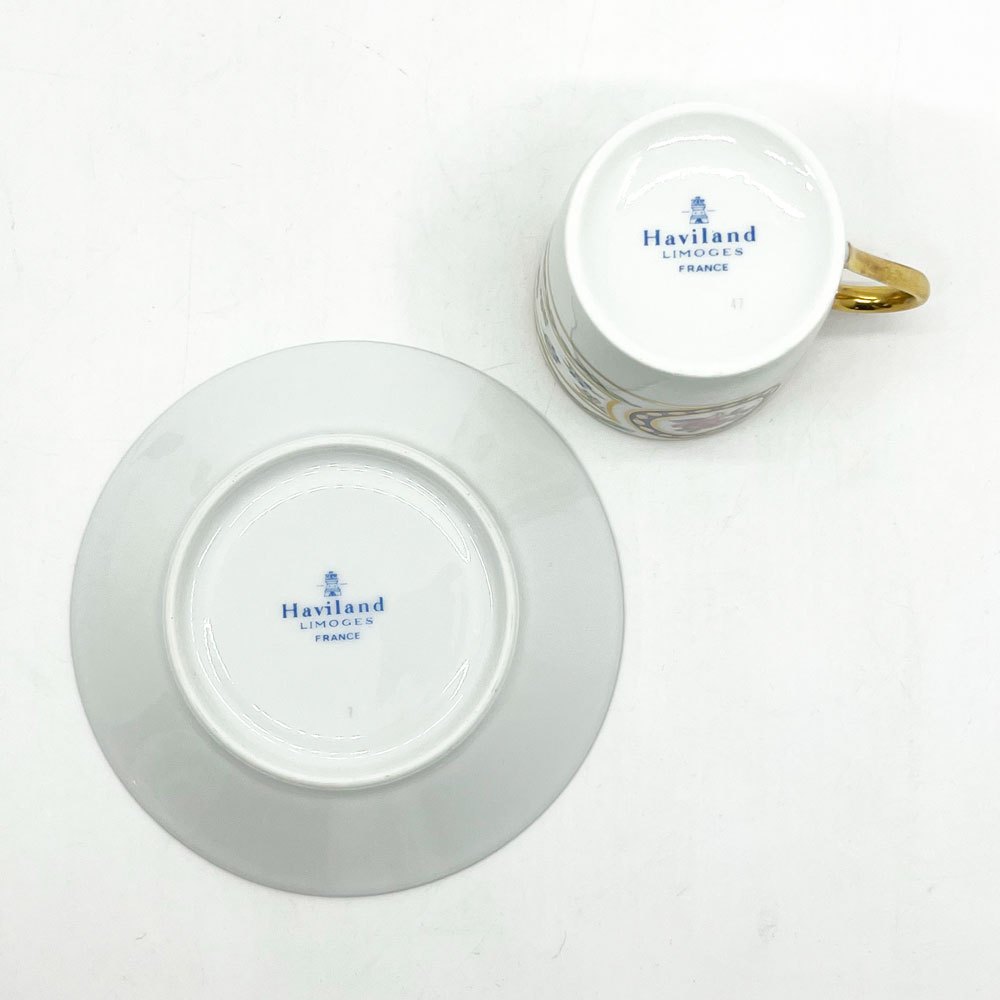 アビランド HAVILAND リモージュ ルーヴシエンヌ デミタスカップ & ソーサー ケーキプレート 3点セット トリオセット ●