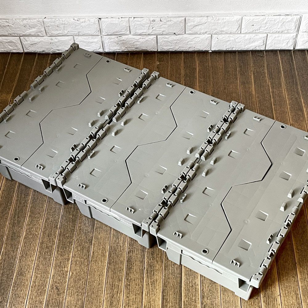 Monoflo International 収納ボックス コンテナ ヒンジ蓋 グレー 3点セット ミリタリー 米国 ◎