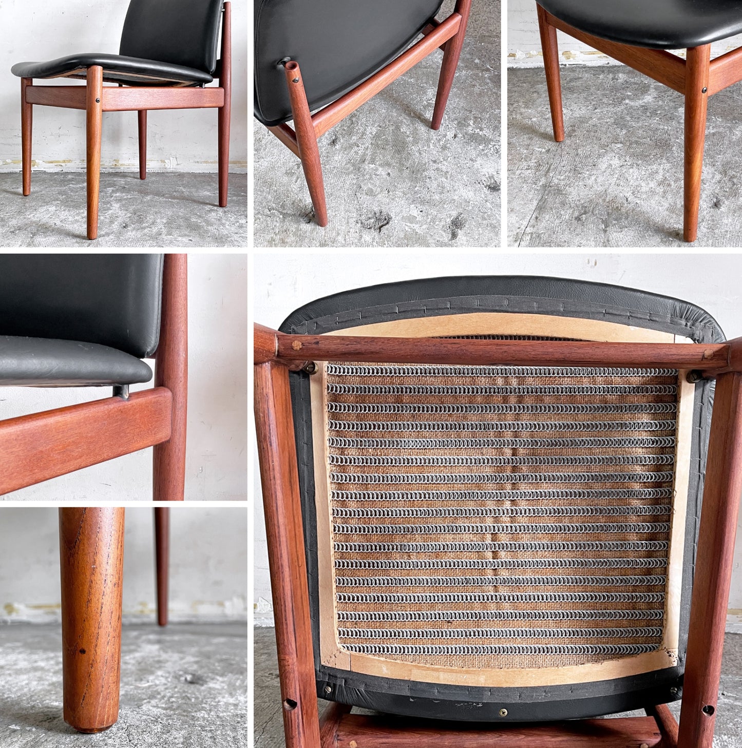 フランス＆サン France&Son 191チェア ダイニングチェア ラウンジチェア チーク材 レザー張り フィンユール Finn Juhl 北欧家具 ビンテージ ■
