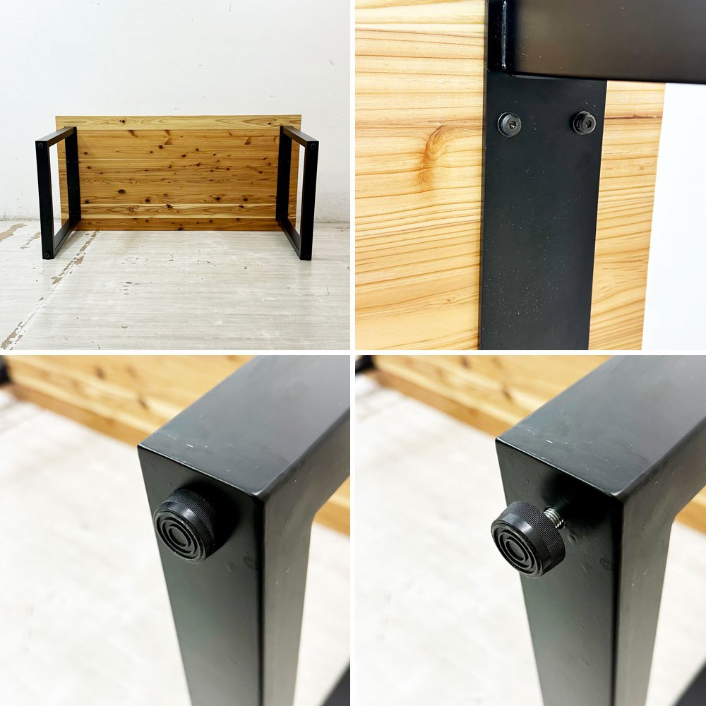 かなでもの KANADEMONO ザ・テーブル THE TABLE デスク 杉無垢材 スチール スクエアレッグ ブラック W160cm ナチュラルデザイン ●