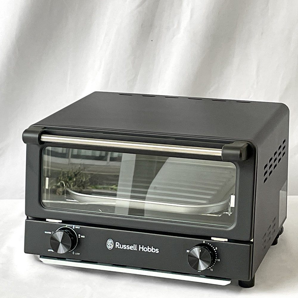 ラッセルホブス Russell Hobbs マットブラック オーブントースター 1200W 7740JP 2023年製 モダンデザイン◇