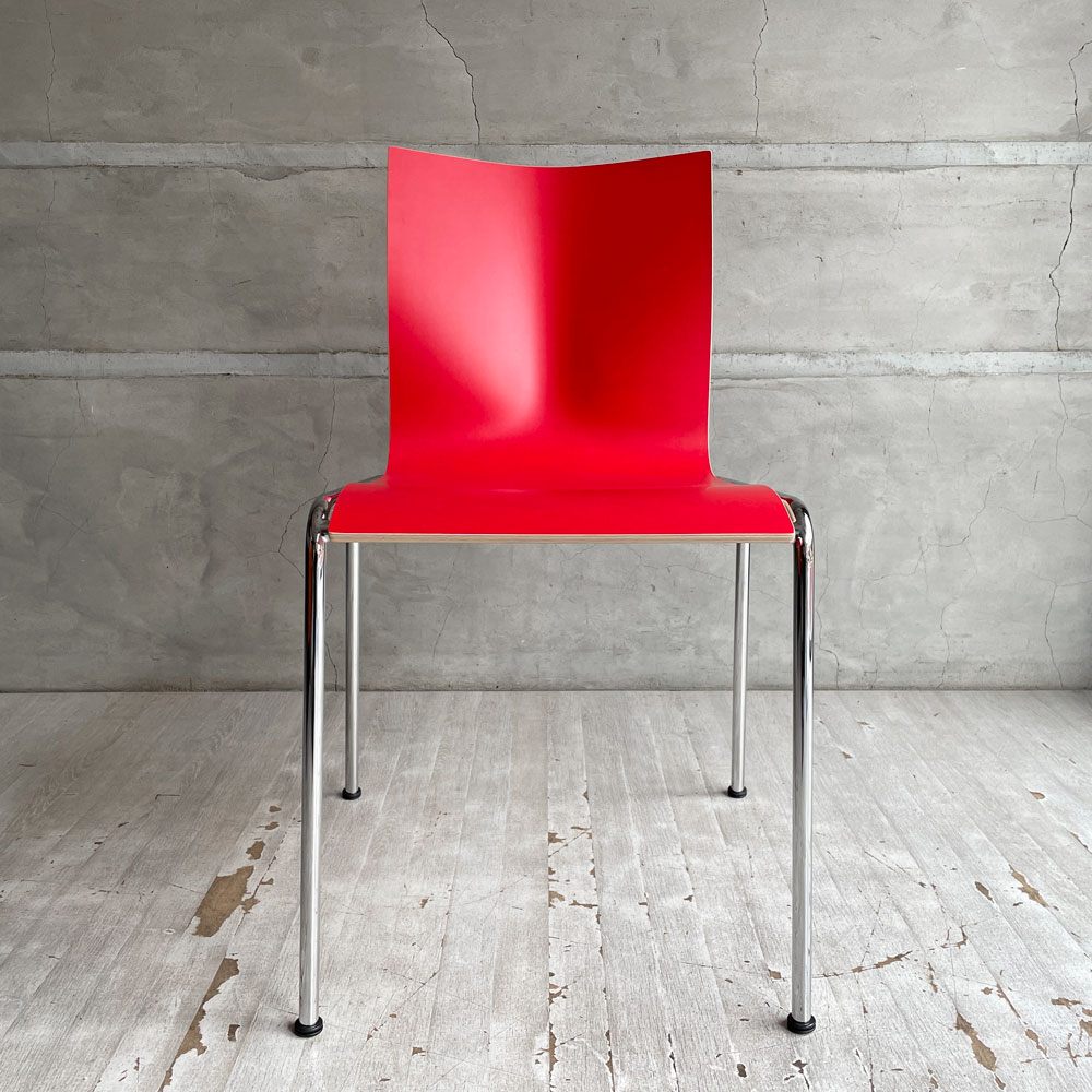 エンゲルブレヒト Engelbrechts チャリックチェア CHAIRIK Chair 101 ダイニングチェア スタッキング 4本脚 レッド プライウッド スチール デンマーク 未使用品 定価63,800円 ♪