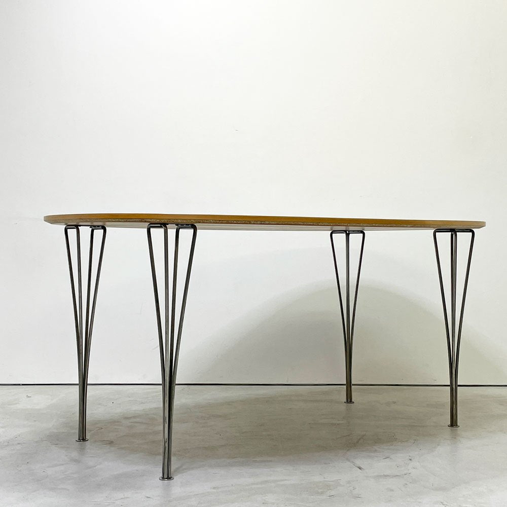 フリッツハンセン Fritz Hansen スーパー楕円 Bテーブル ダイニングテーブル ビーチ材天板 W150 ピート・ヘイン アルネ・ヤコブセン 天板再塗装品 80's ビンテージ ●