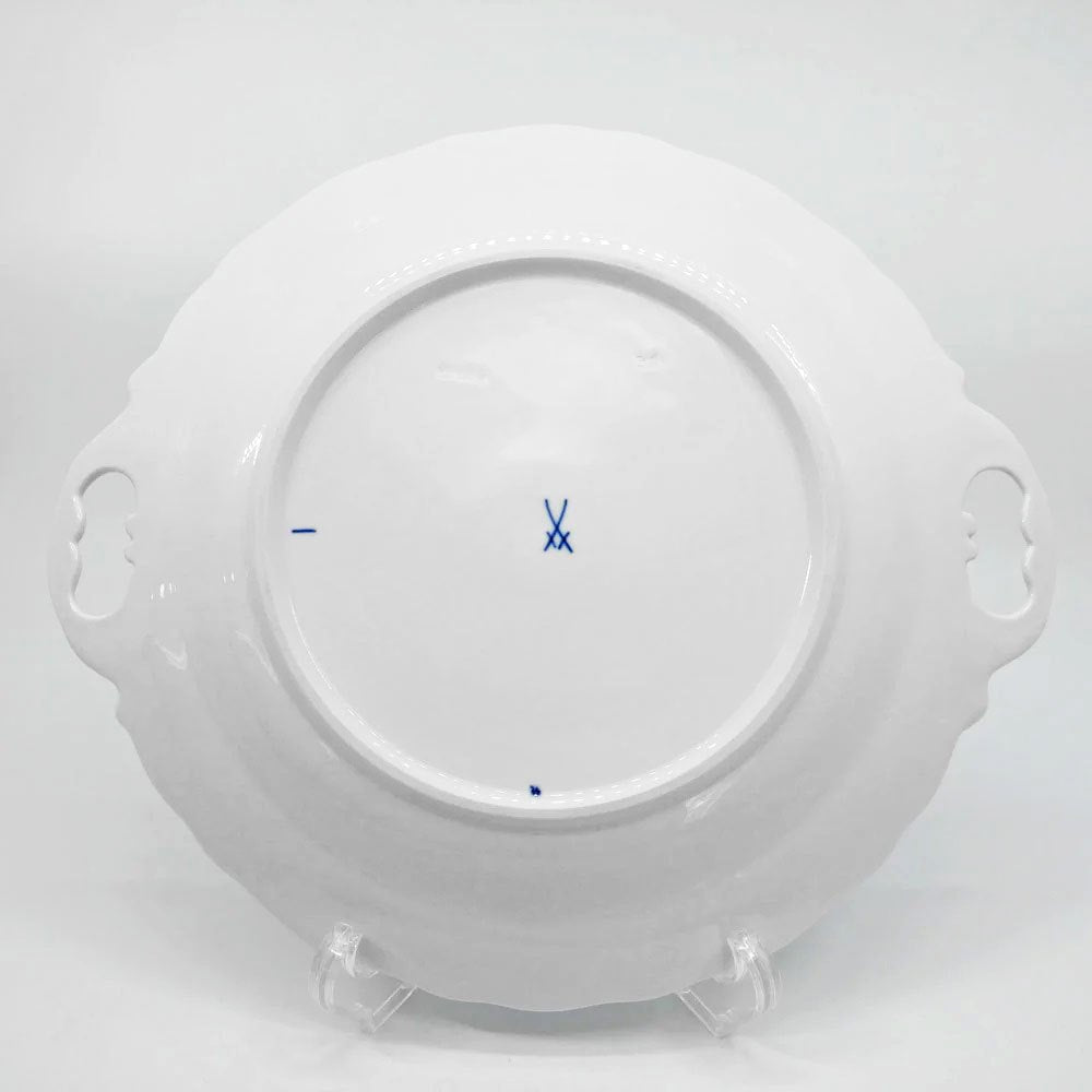 マイセン Meissen ブルーオニオン Blue Onion 手付 トレイ 大皿 W30cm 箱付き ドイツ 洋食器 ●