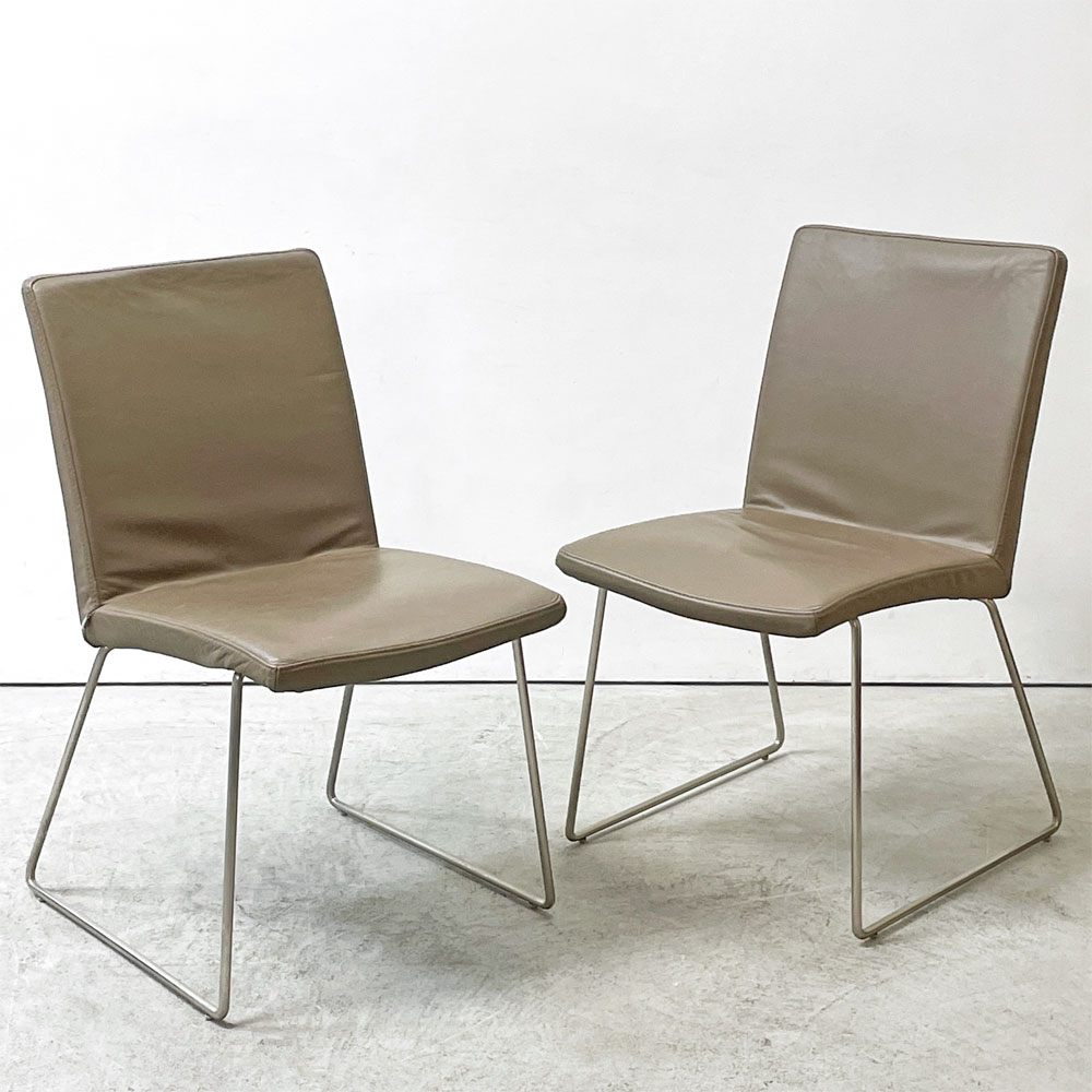 ボーコンセプト BoConcept マリポサディライト Mariposa Delight ダイニングチェア 本革シート グレー系 デンマーク B ●