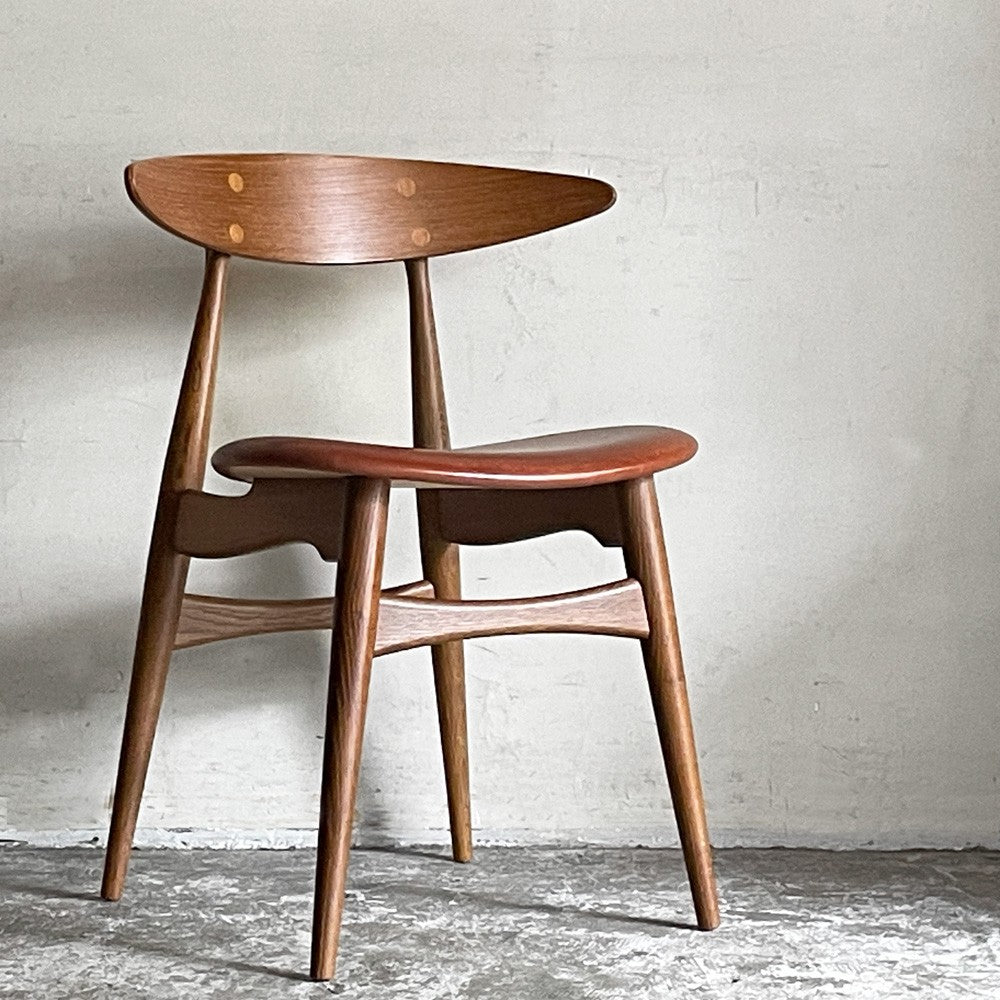 カールハンセン＆サン Carl Hansen & Son CH33P オーク材 レザーシート 本革 ダイニングチェア ハンス・J・ウェグナー 定価￥156,200- B ■