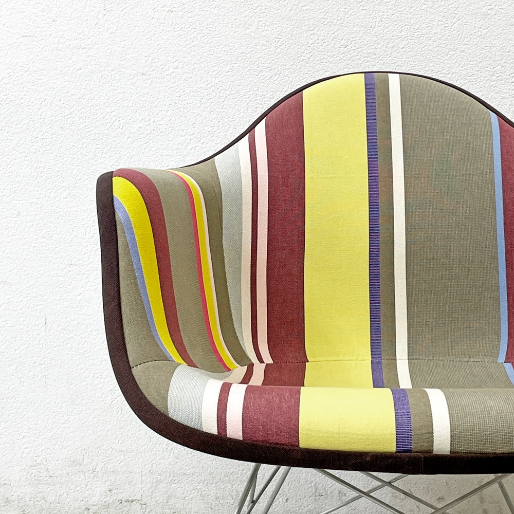 ハーマンミラー Herman Miller アームシェルチェア 2nd ビンテージ アプホルスター キャッツクレイドルベース ボーダー生地 新品張替済 C&R イームズ ミッドセンチュリー ●