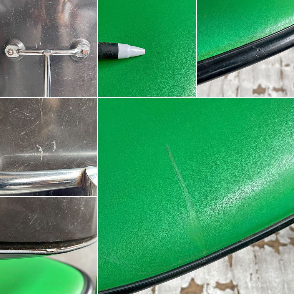 ハーマンミラー Herman Miller ツーピースプラスチックチェア Two Piece Plastic Chair DCM グリーン ブラック PVCレザー ビンテージ イームズ 希少 ♪