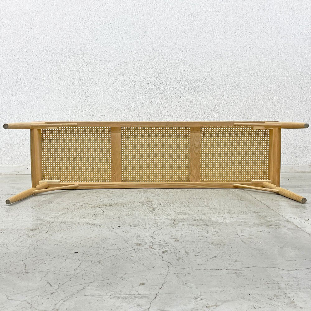 ザラ ホーム Zara Home アッシュ材 ラタンシート トリプルシートベンチ Rattan triple seat bench ロングベンチ ラタン張替済 B 〓