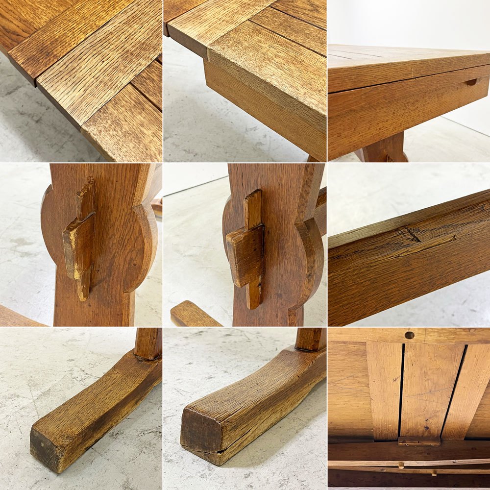 フランスビンテージ France Vintage オーク無垢材 ドローリーフテーブル エクステンション ダイニングテーブル 伸長式 アンティーク シャビーシック ●