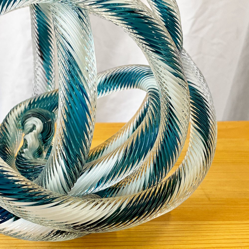ヘイ HAY グラスノット オブジェ Glass Knot Teal and White インテリア オブジェ 北欧モダン W20cm ◇