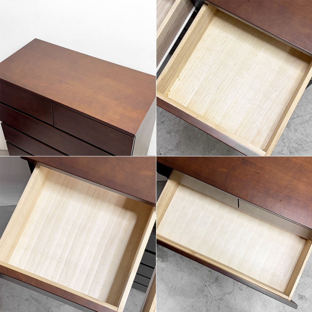 無印良品 MUJI 木製 チェスト 6段 7ドロワー W89㎝ バーチ材 ブラウン シンプルデザイン 廃盤 ●